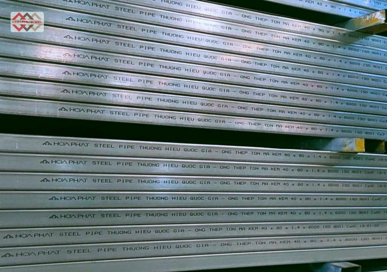 Sắt hộp mạ kẽm 40x80 Hòa Phát