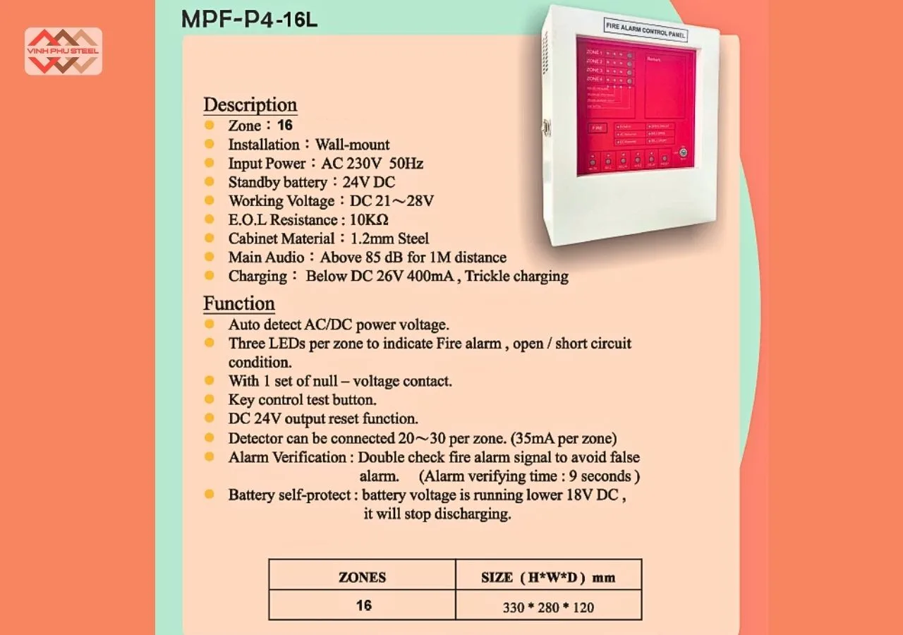 Tủ trung tâm báo cháy 16 kênh MPF