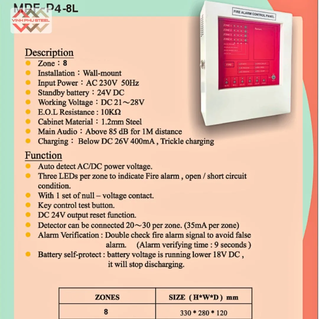 Trung tâm báo cháy MPF8 kênh