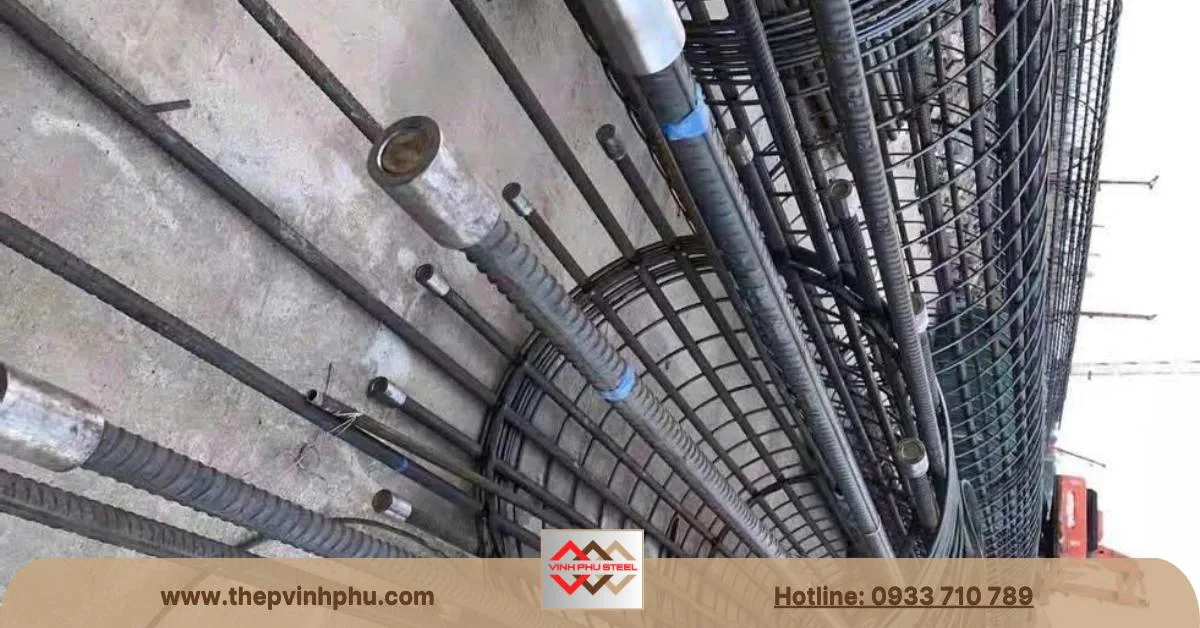 Coupler nối thép trong lồng thép cọc khoan nhồi