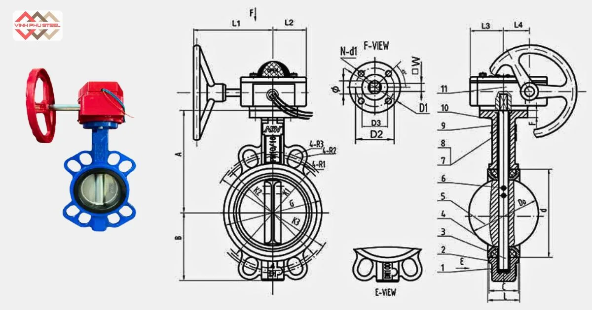 Cấu tạo van bướm tín hiệu điện SW