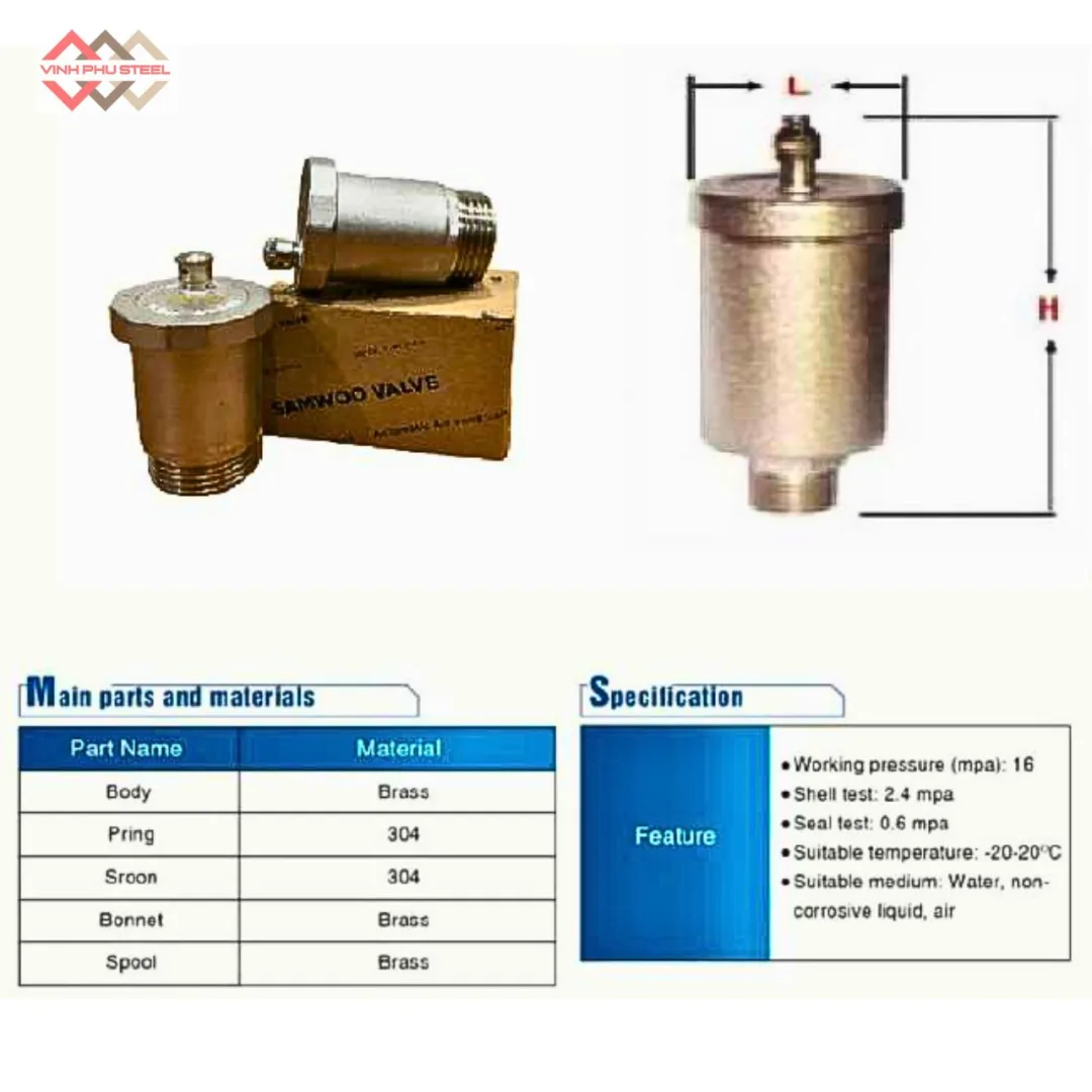 Van xả khí Samwoo- Valve xả khí Samwoo, Hàn Quốc - Hình ảnh 2