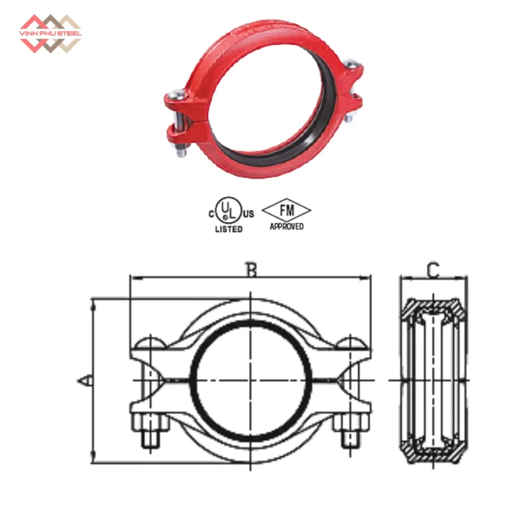 Khớp Nối Rãnh Cứng Mỏng MECH - Grooved Slim Type Rigid Coupling - Hình ảnh 2