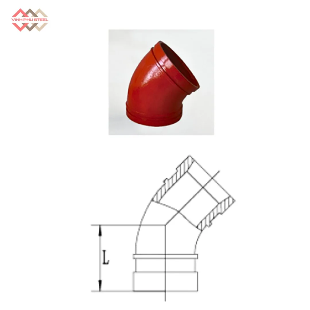 Cút/Co nối rãnh 45 độ WPT