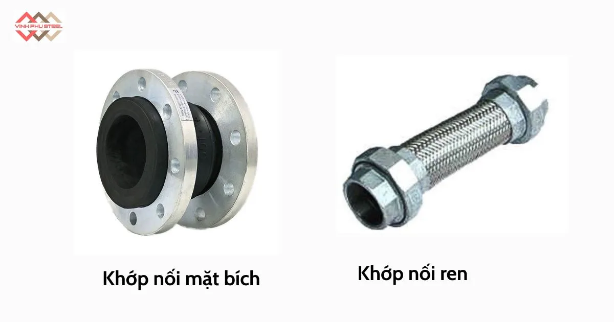 Phân loại khớp nối mềm theo kiểu liên kết mặt bích và ren
