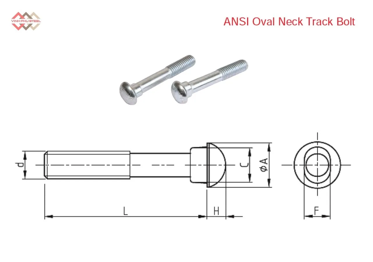 Cấu Tạo Bu Lông Cổ Bầu Đường Ray MECH