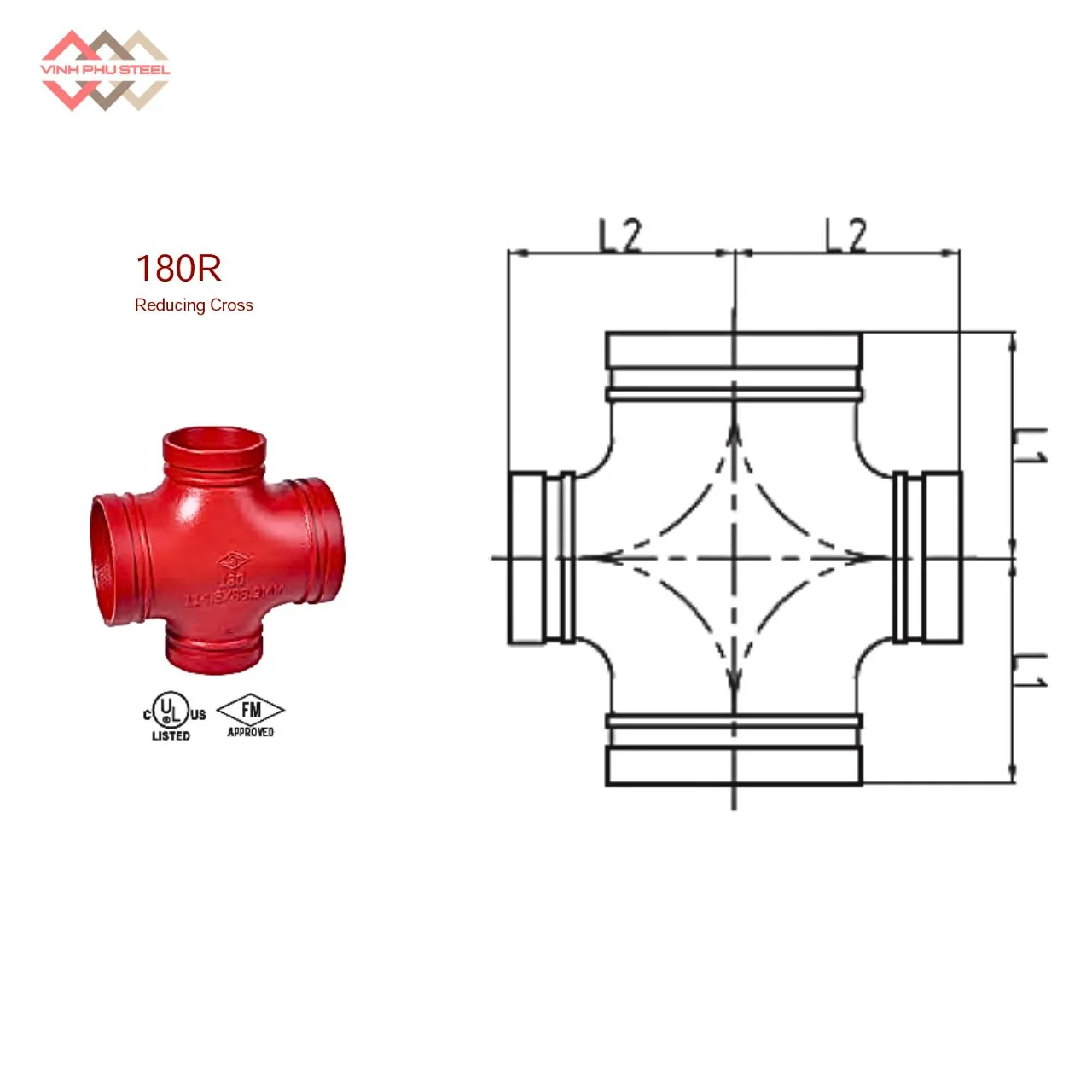 Chữ Thập Giảm Nối Rãnh MECH - Reducing Cross - Hình ảnh 2