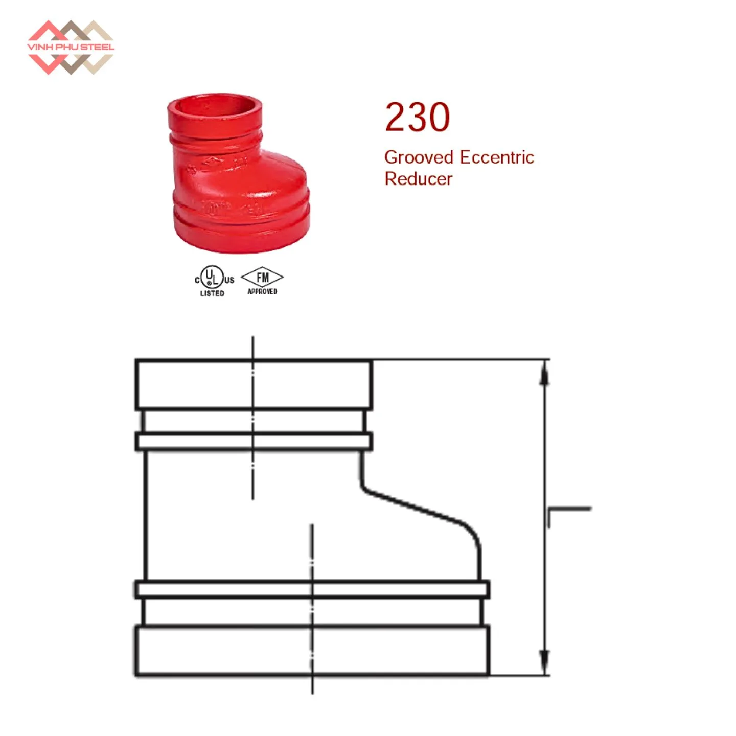 Côn Thu Lệch Tâm Nối Rãnh MECH - Grooved Eccentric Reducer - Hình ảnh 2
