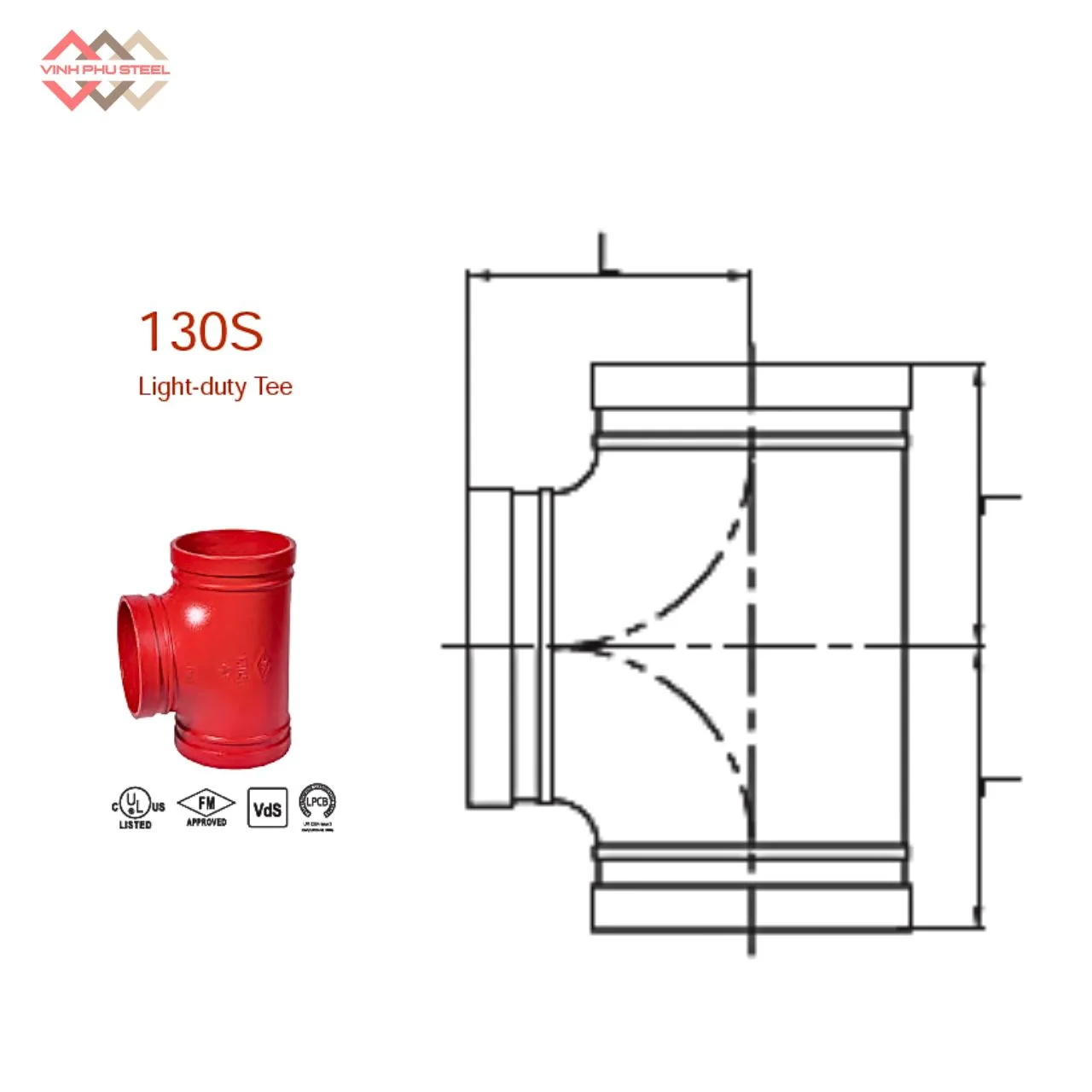 Tê Nối Rãnh Loại Nhẹ MECH - T Nối Rãnh Light Duty - Hình ảnh 2