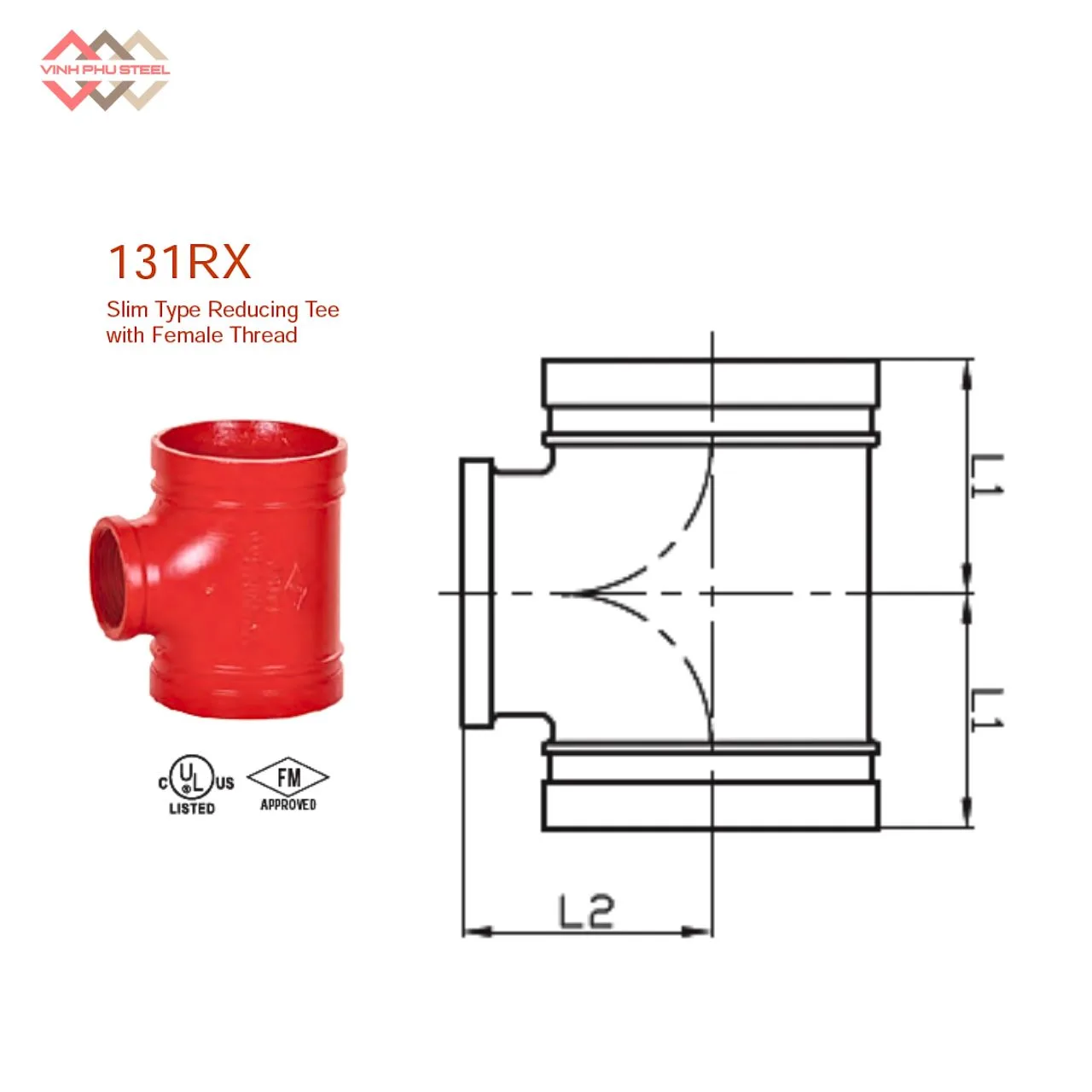 Tê Thu Nhánh Nối Ren Loại Mỏng MECH - Slim Type Reducing Tee With Female Thread - Hình ảnh 2
