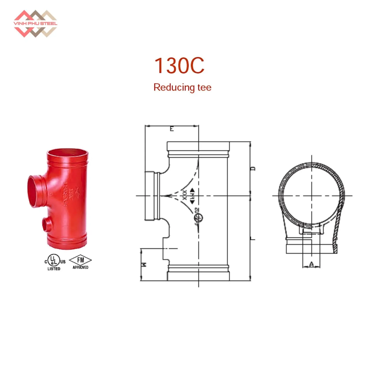 Tê Thu Nối Rãnh Có Nhánh Phụ 1 Inch MECH- T Nối Ống Kiểu Rãnh - Hình ảnh 2