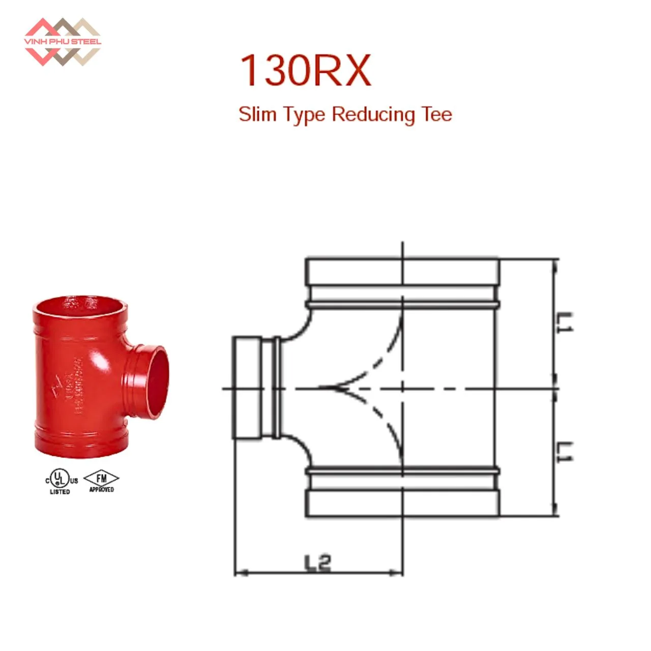 Tê Thu Nối Rãnh Loại Mỏng MECH - Slim Type Grooved Reducing Tee - Hình ảnh 2