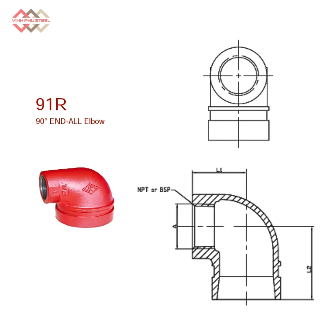 Co Giảm Ren 90 Độ Nối Rãnh MECH - Co Thu Ren - Hình ảnh 2