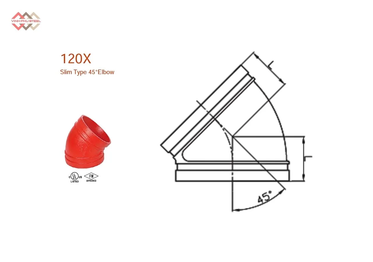 Cấu Tạo Co Nối Rãnh 45 Độ Mỏng MECH
