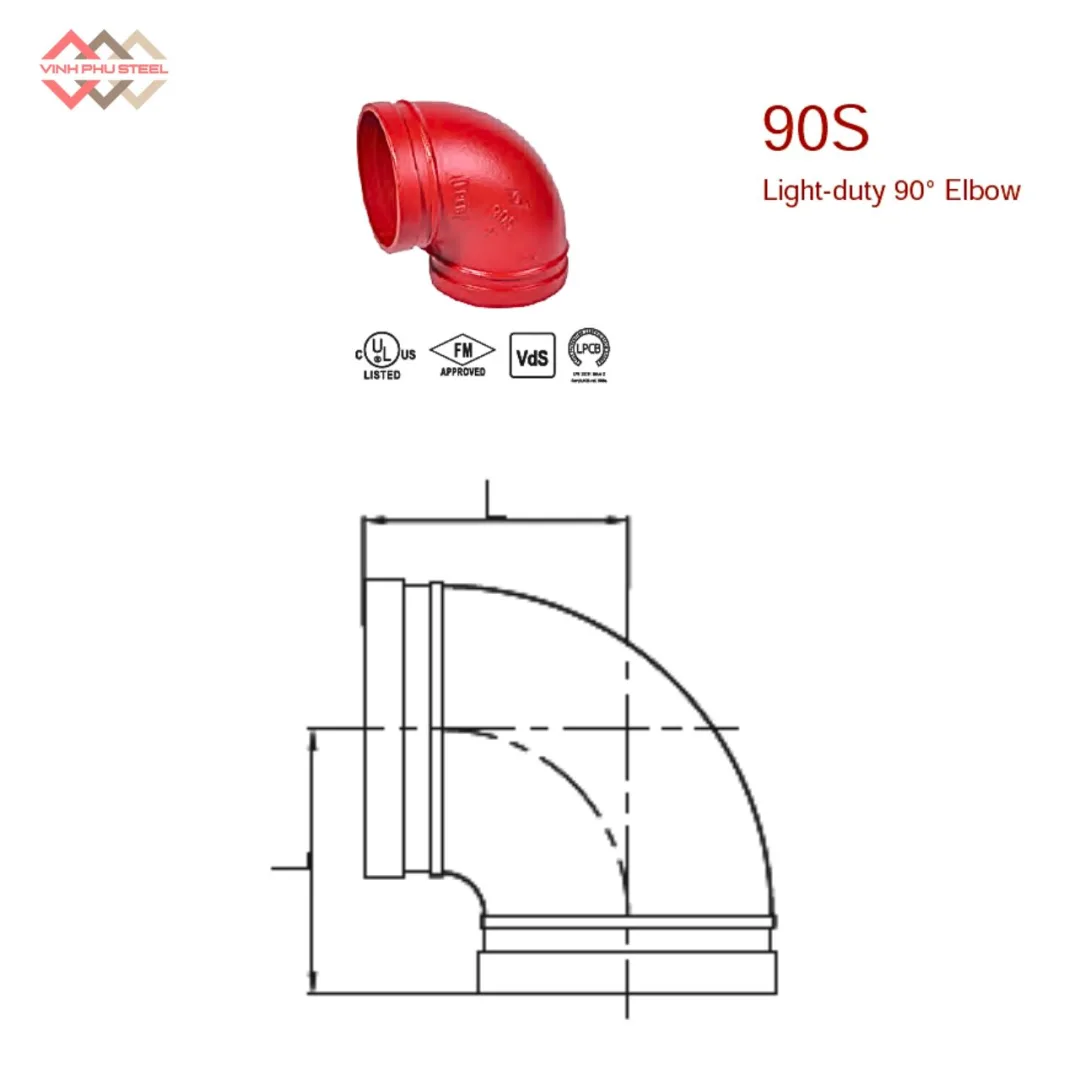 Khuỷu Tay Nối Ống Loại Nhẹ MECH (90S) - Co Nối Rãnh 90 Siêu Nhẹ - Hình ảnh 2