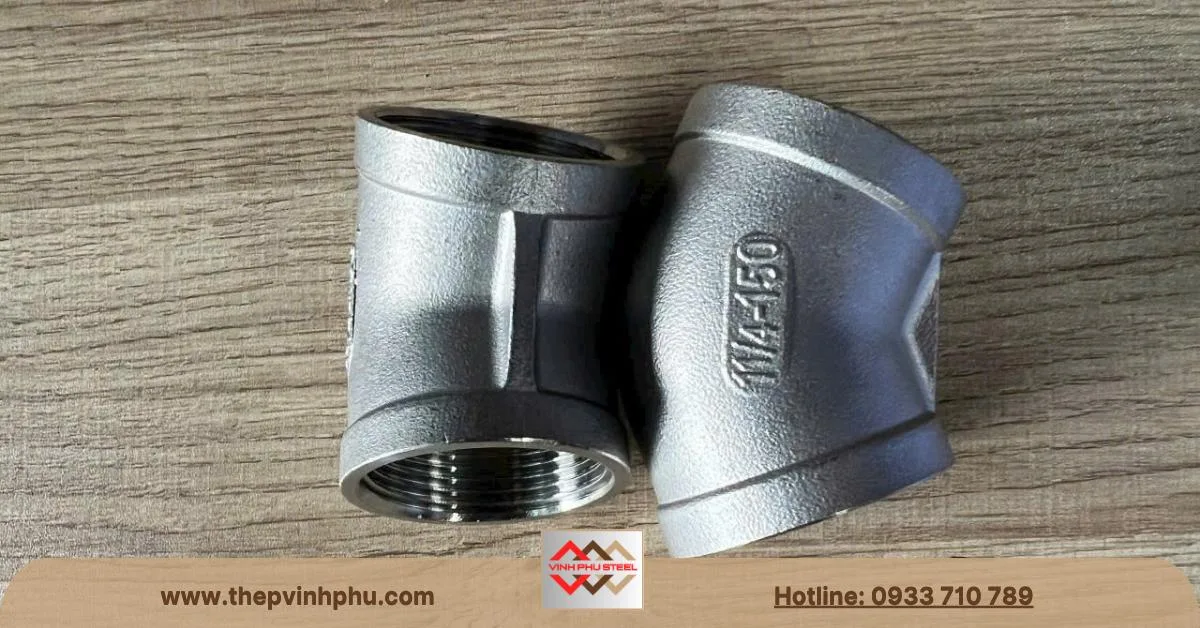 Cút lơi ren inox 45 độ