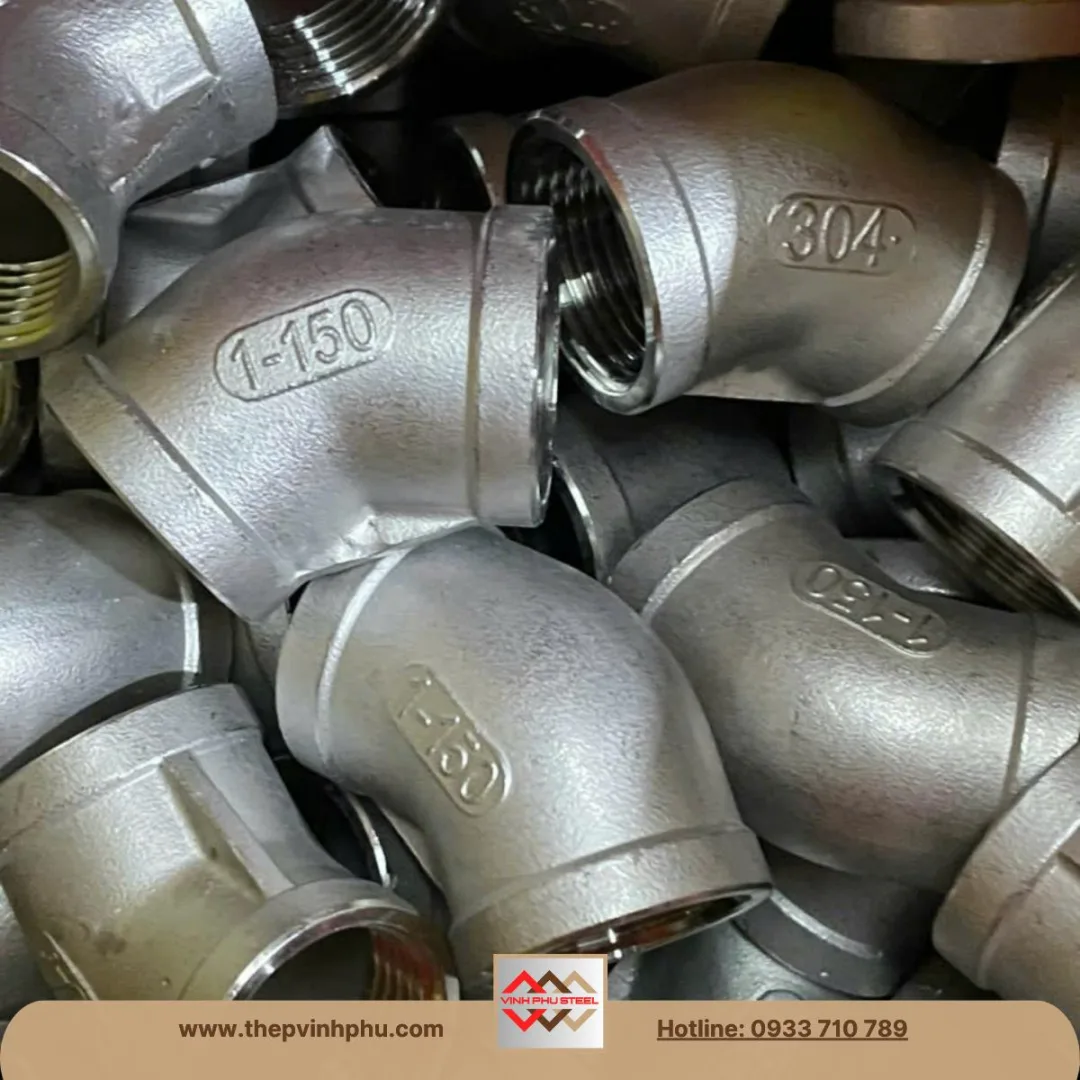 Cút lơi ren inox 45 độ