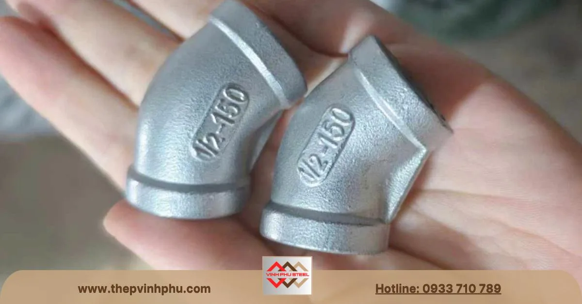 Cút lơi ren inox 45 độ