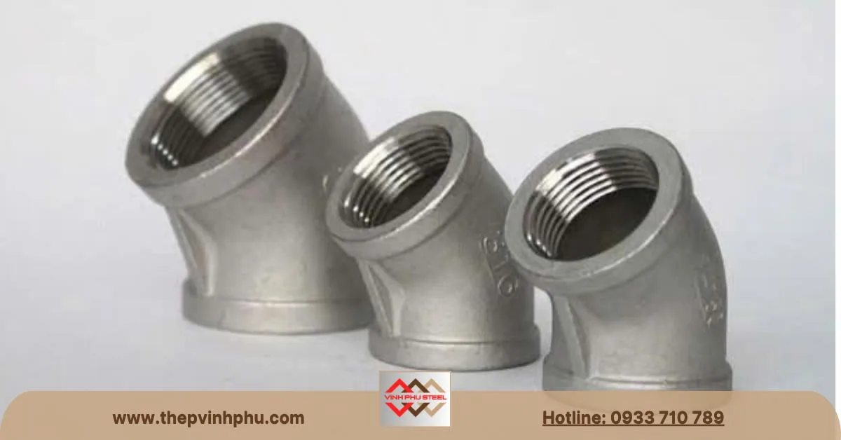 Cút lơi ren inox 45 độ