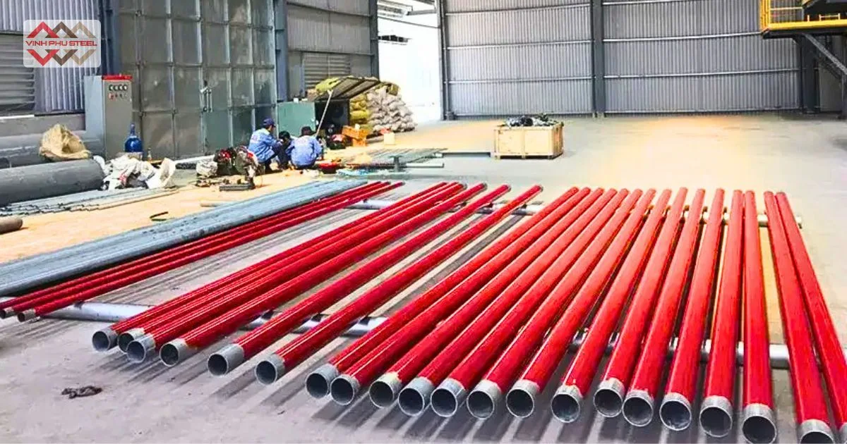 Ống thép chữa cháy có màu đỏ