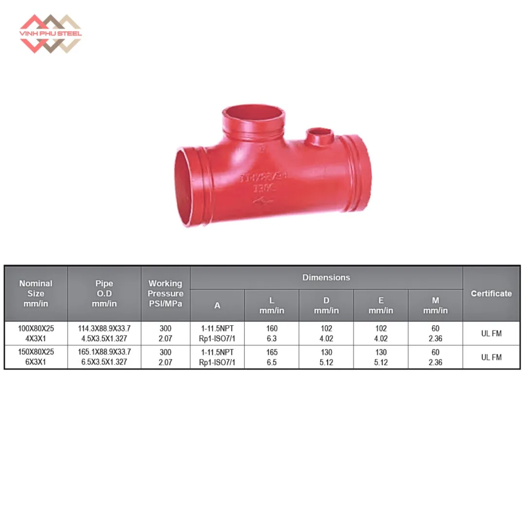 T Thu Nối Rãnh Có Nhánh Phụ 1 Inch MECH