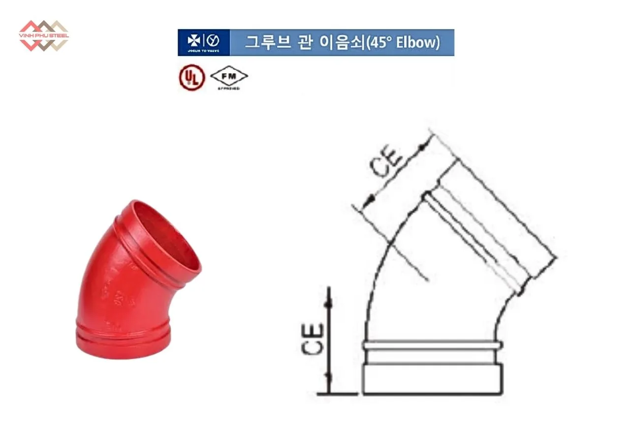 Cấu Tạo Cút 45 Độ Nối Rãnh Joeun Korea