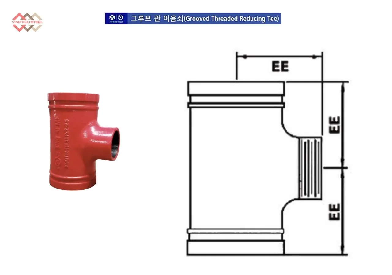 Cấu Tạo Tê rãnh giảm ren Joeun Korea