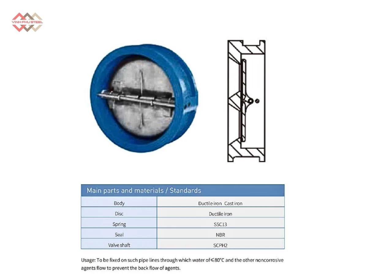 Cấu Tạo Van Bướm Một Chiều Wafer Joeun Korea