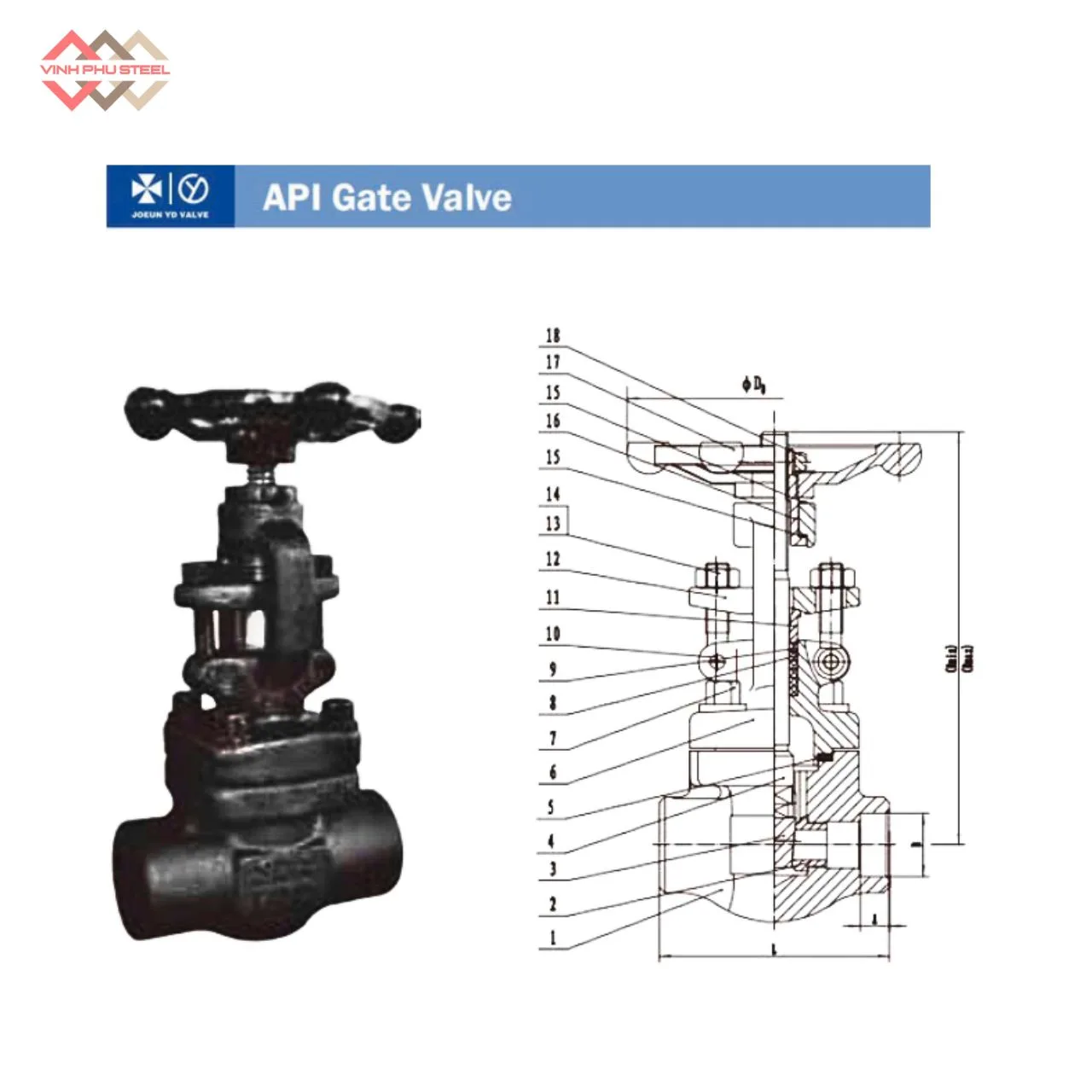 Van Cổng Thép Tiêu Chuẩn API Joeun Korea - API Gate Valve - Hình ảnh 2
