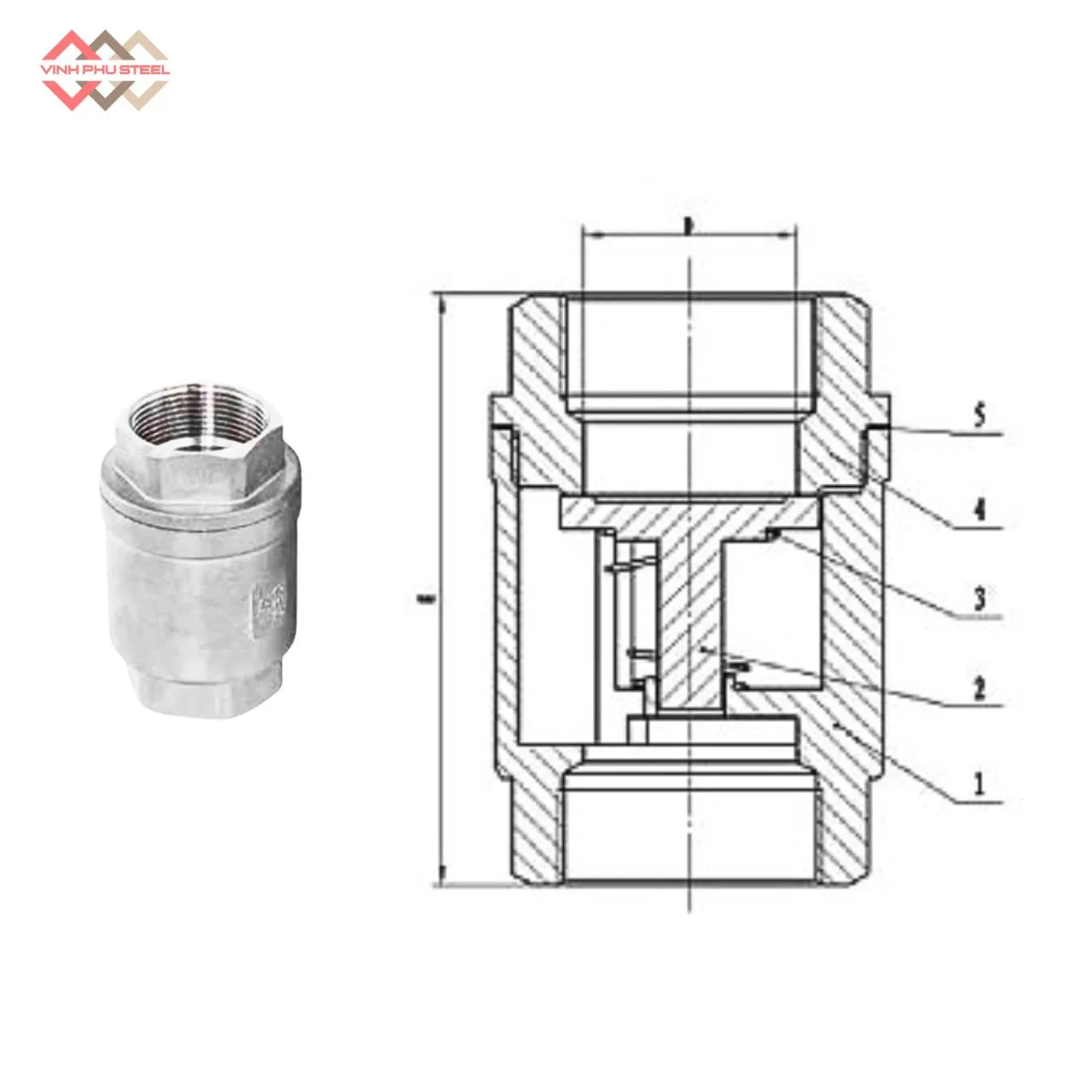 Van Một Chiều Dạng Nâng Joeun Korea - Lift Check Valve - Hình ảnh 2