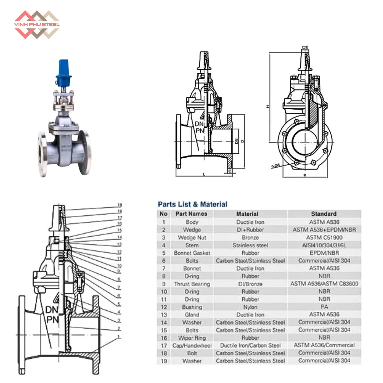 Cấu Tạo Van Nổi Ty Chìm Nắp Chụp Joeun Korea