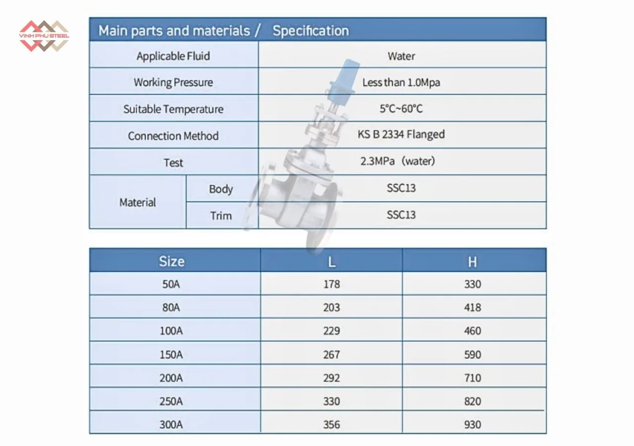 Van Nổi Ty Chìm Nắp Chụp Joeun Korea - Gate Valve - Hình ảnh 2