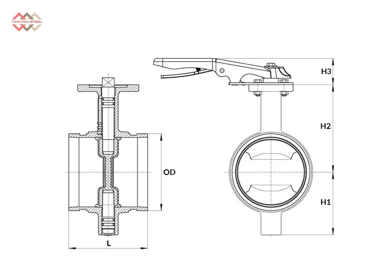 Cấu Tạo Van Bướm Gang Dạng Wafer Joeun Korea
