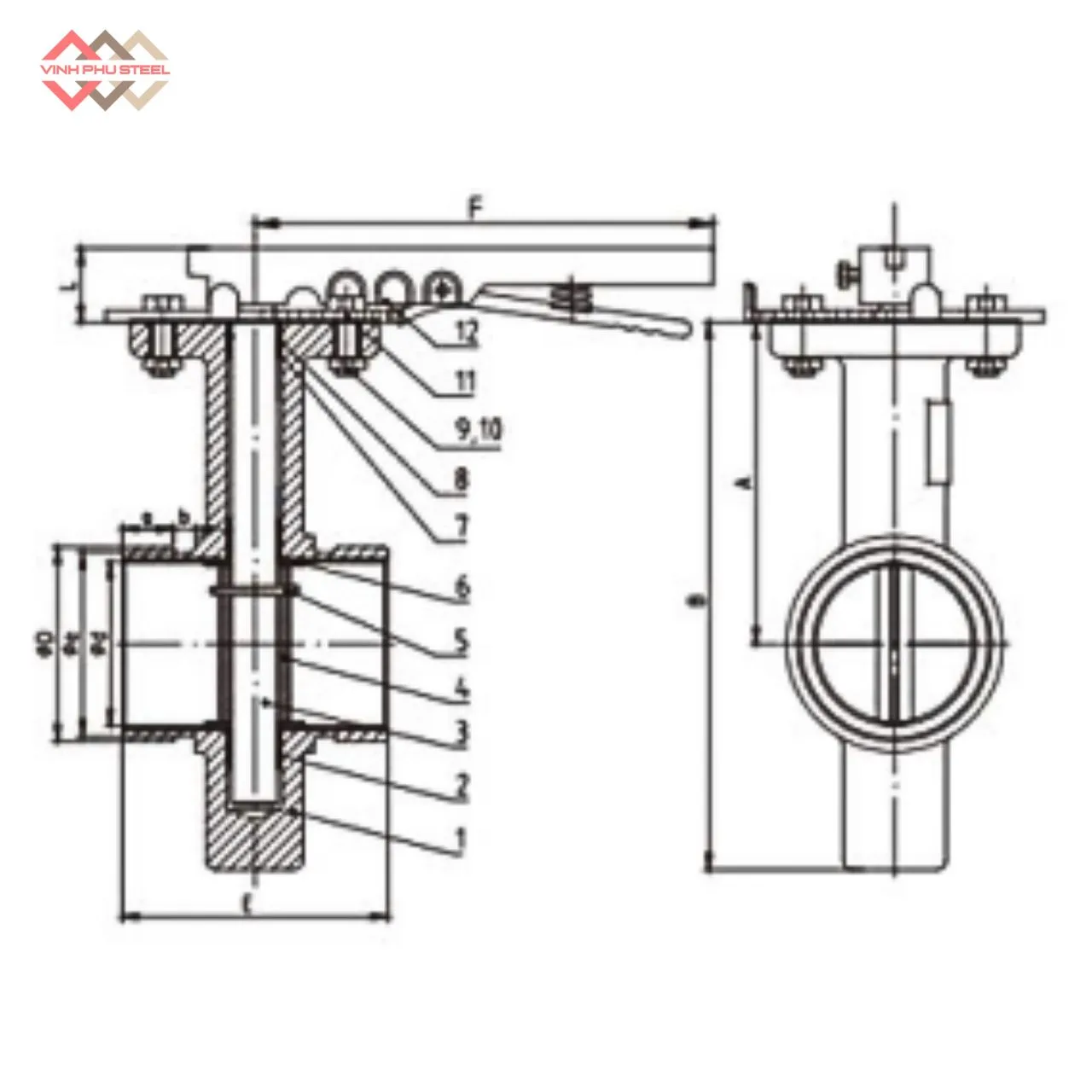 Cấu Tạo Van Bướm Gang Nối Rãnh