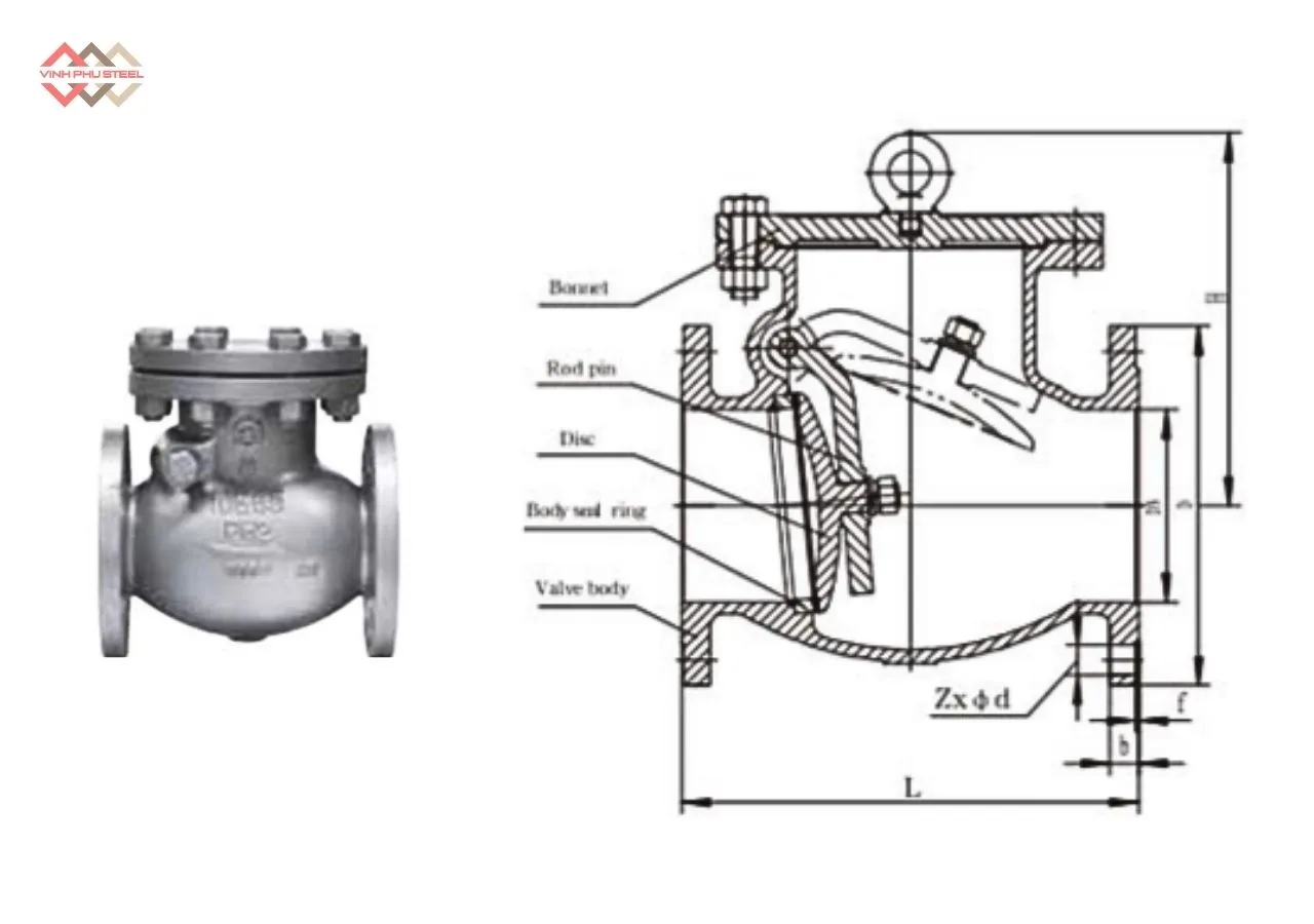 Cấu Tạo Van Một Chiều Cánh Lật Thép Mặt Bích Joeun Korea