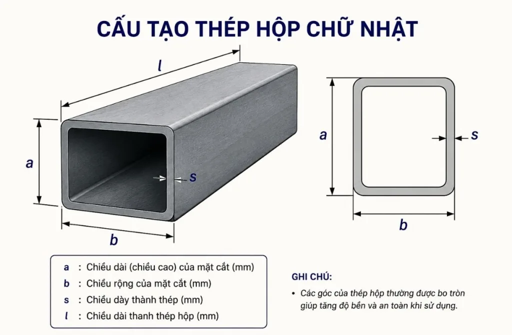 cấu tạo sắt hộp