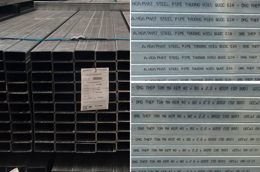 Phân loại sắt hộp 40x80 Hoà Phát