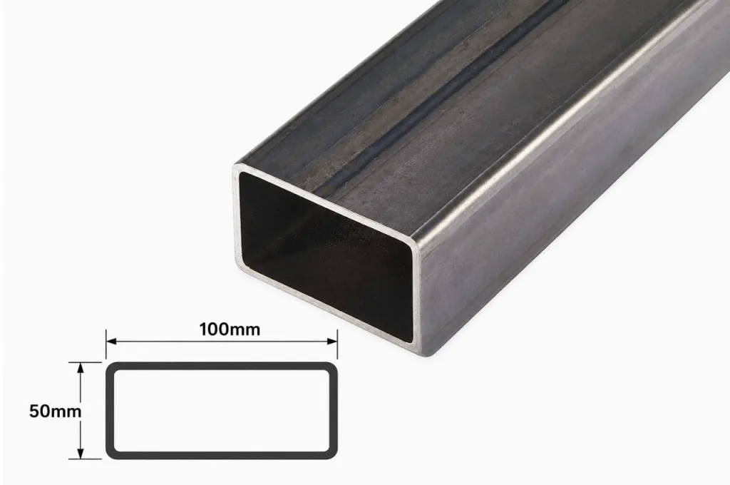 Bảng quy cách chi tiết và trọng lượng của thép hộp 50x100mm phổ biến trên thị trường.