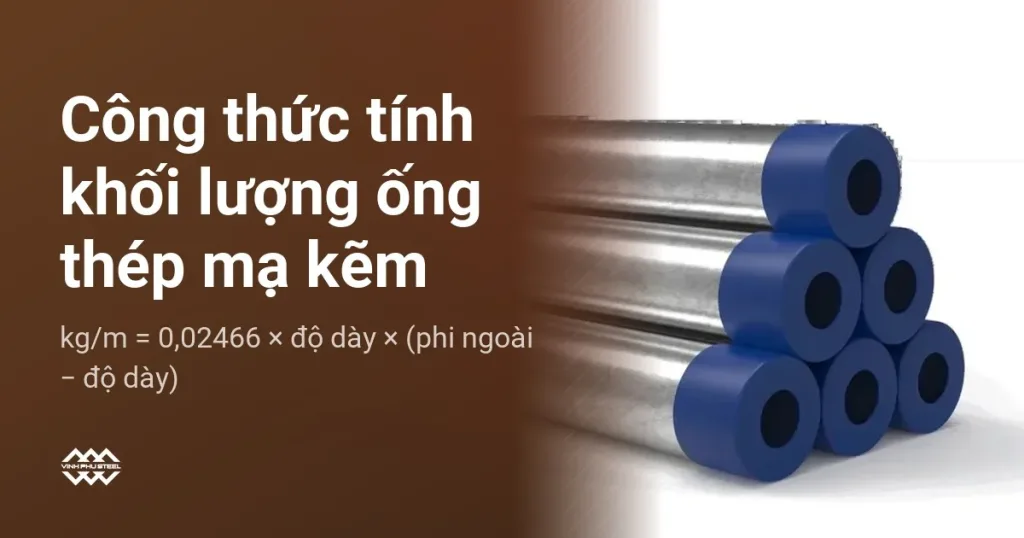 Công thức tính khối lượng ống thép mạ kẽm trên nền ảnh bó ống mạ kẽm có nắp nhựa xanh