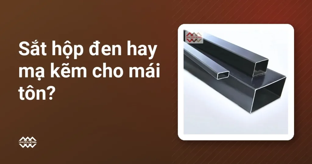 Thép hộp đen vuông và chữ nhật nhiều cỡ đặt cạnh nhau, loại thép trần cần sơn chống gỉ sau khi lắp
