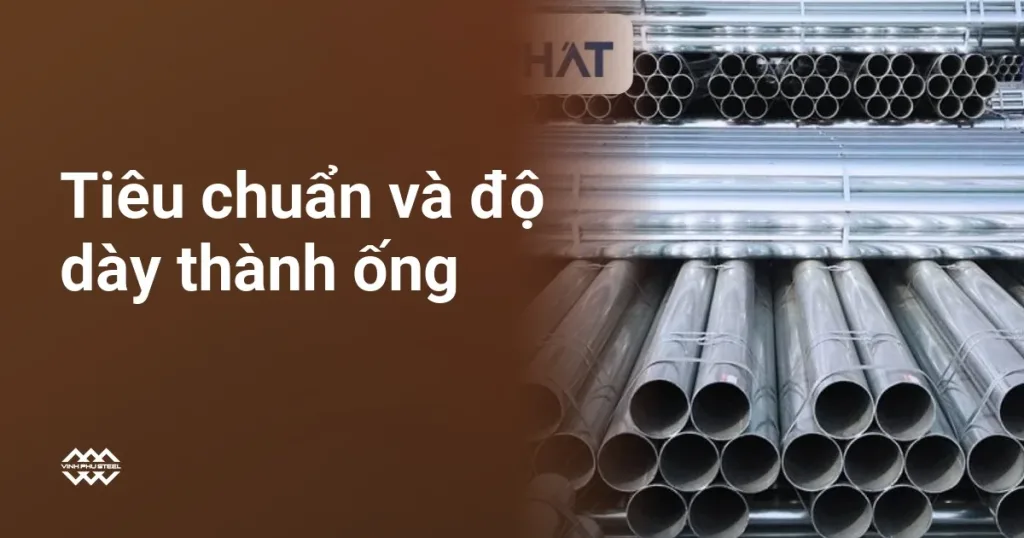 Ống thép mạ kẽm điện phân Hòa Phát xếp chồng, tiêu đề tiêu chuẩn và độ dày thành ống