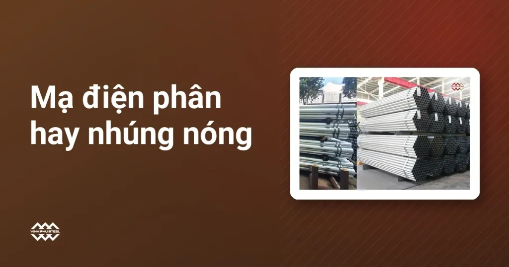 Ống thép mạ kẽm nhúng nóng xếp bó tại kho, tiêu đề mạ điện phân hay nhúng nóng