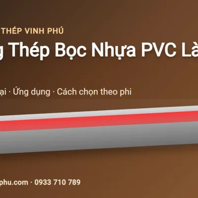 Minh hoạ ống th&eacute;p bọc nhựa PVC m&agrave;u đỏ tr&ecirc;n nền thương hiệu Th&eacute;p Vinh Ph&uacute; (ảnh dựng, kh&ocirc;ng phải ảnh chụp thật)