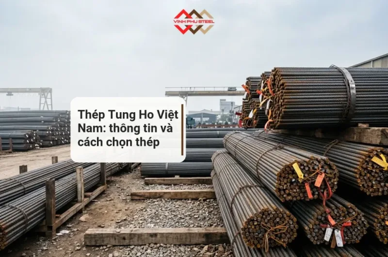 Bãi chứa thép thanh vằn bó gọn xếp chồng ngoài trời, minh hoạ bài về Công ty TNHH Thép Tung Ho Việt Nam